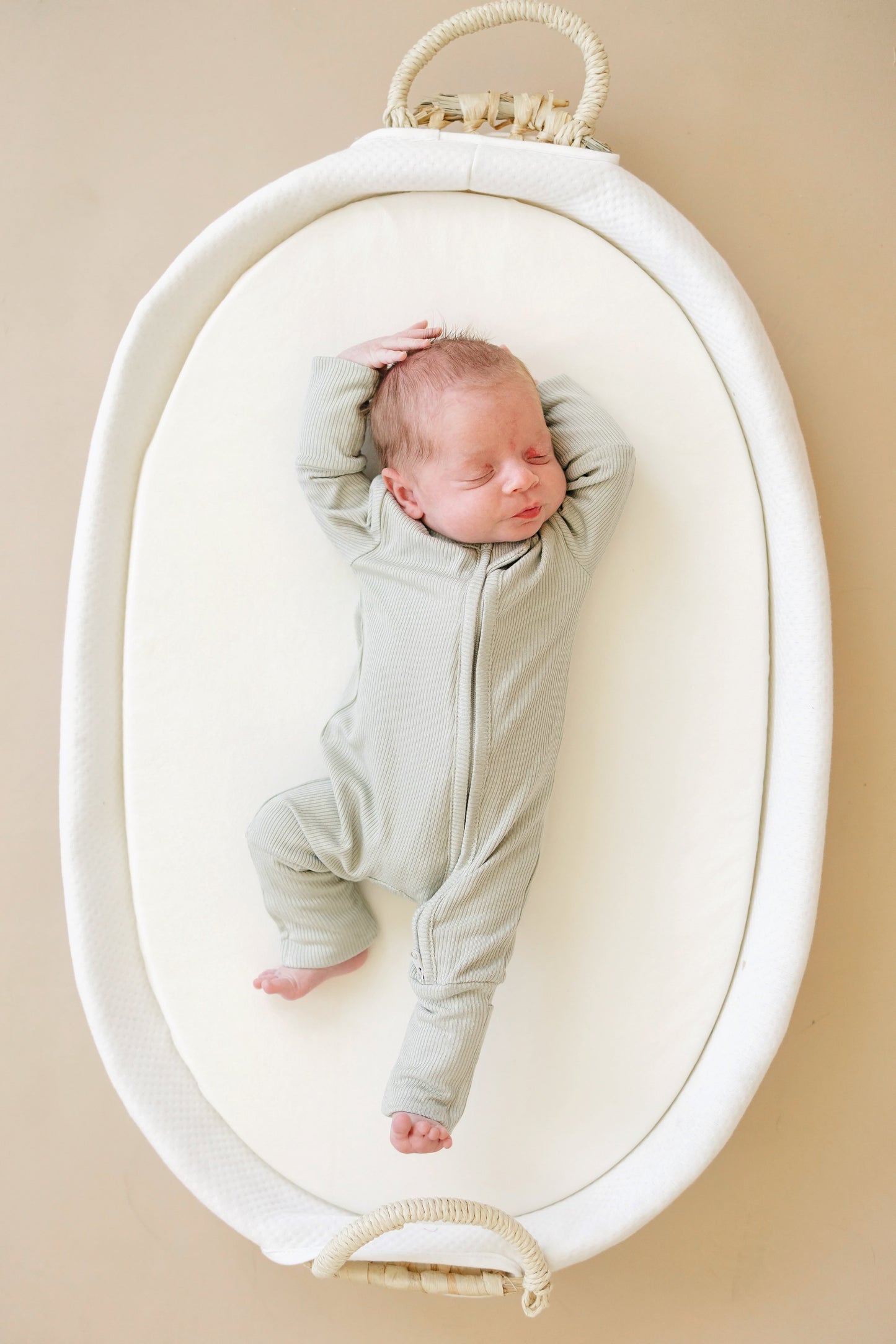 Solid Ribbed Bamboo Zippy Romper - more colors by Little Joy Co., product view 5