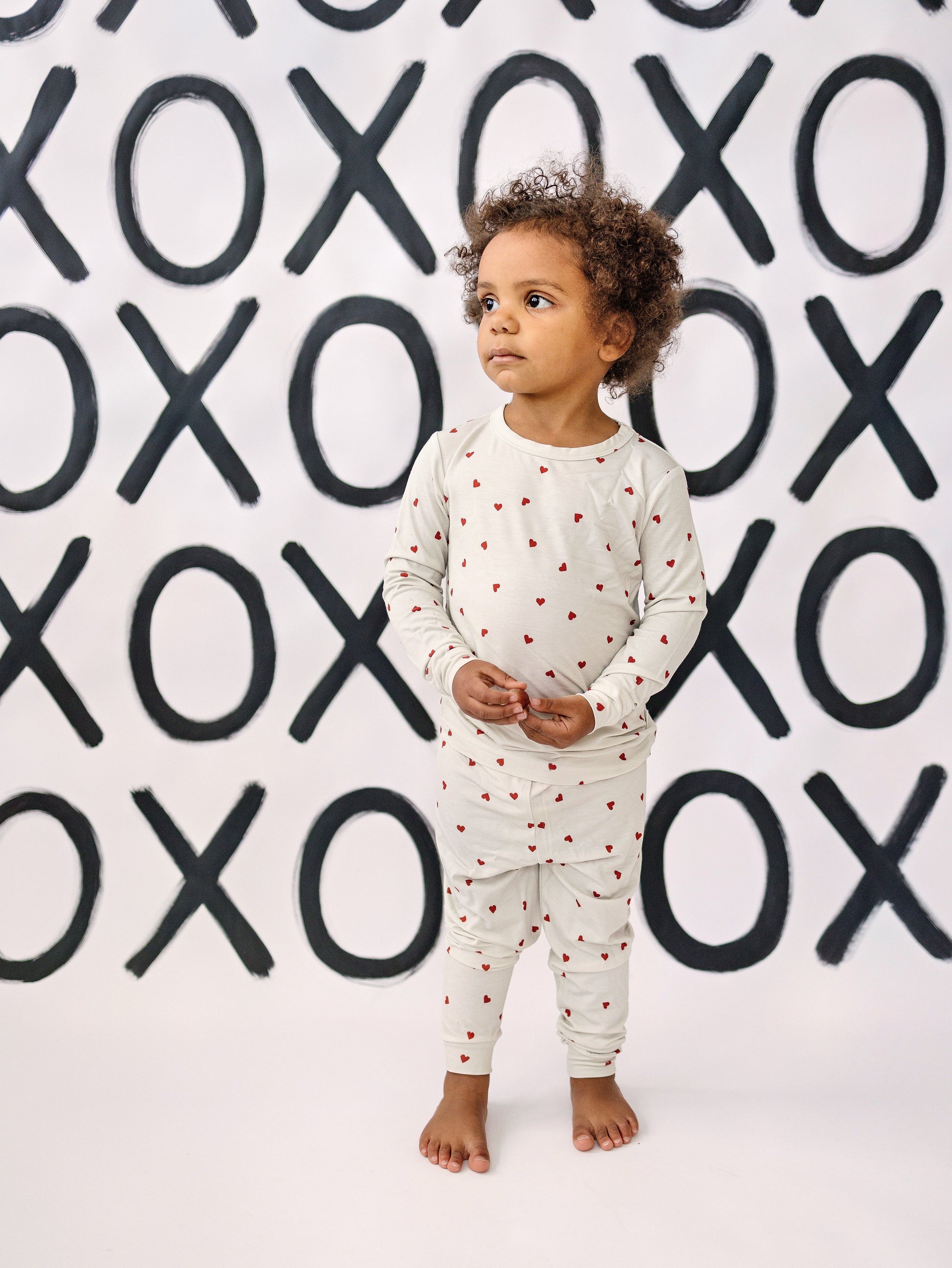 Tiny Hearts 2pc Bamboo Pajamas by Little Joy Co., product view 3