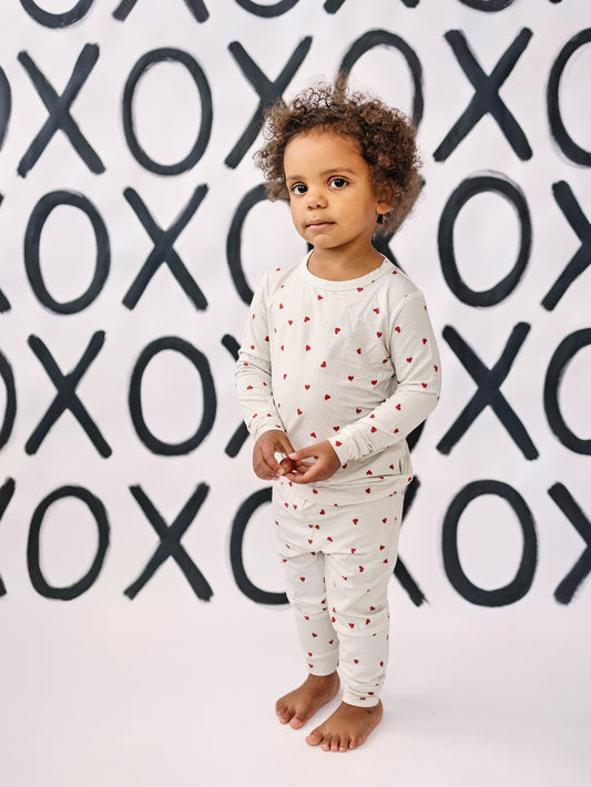 Tiny Hearts 2pc Bamboo Pajamas by Little Joy Co.