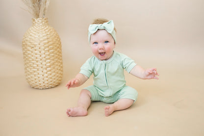 Solid Ribbed Bamboo Shorty Romper (0-3m to 4T) - more colors by Little Joy Co., product view 4