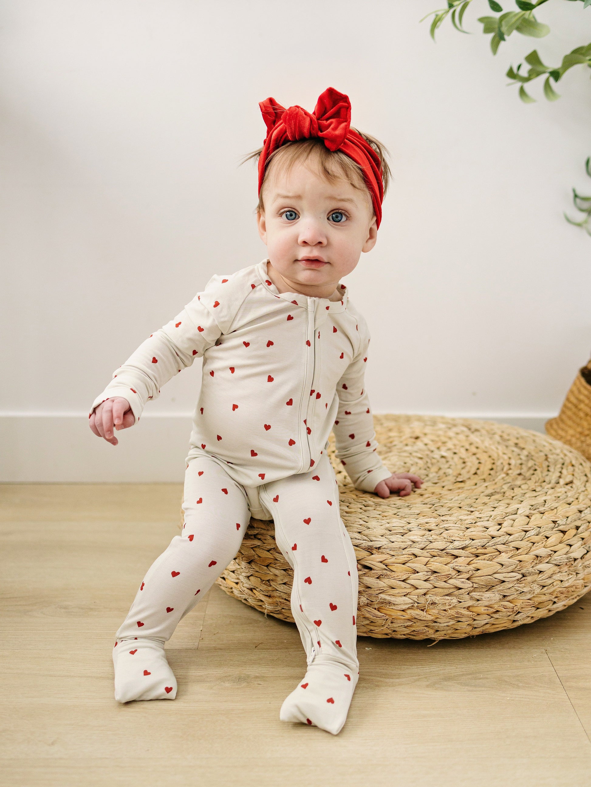 Tiny Hearts Bamboo Zippy Pajamas by Little Joy Co., product view 7
