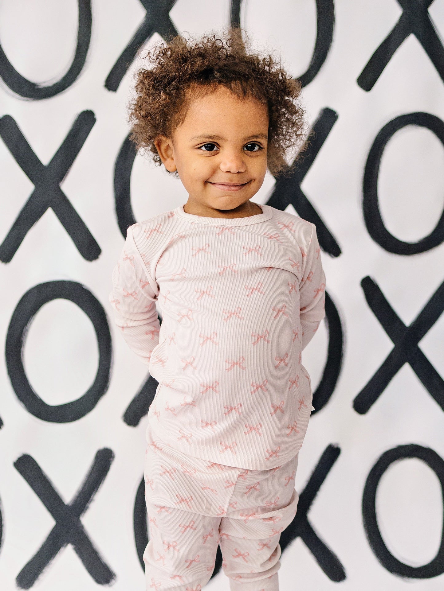 Blushing Bows 2pc Bamboo Pajamas by Little Joy Co., product view 5