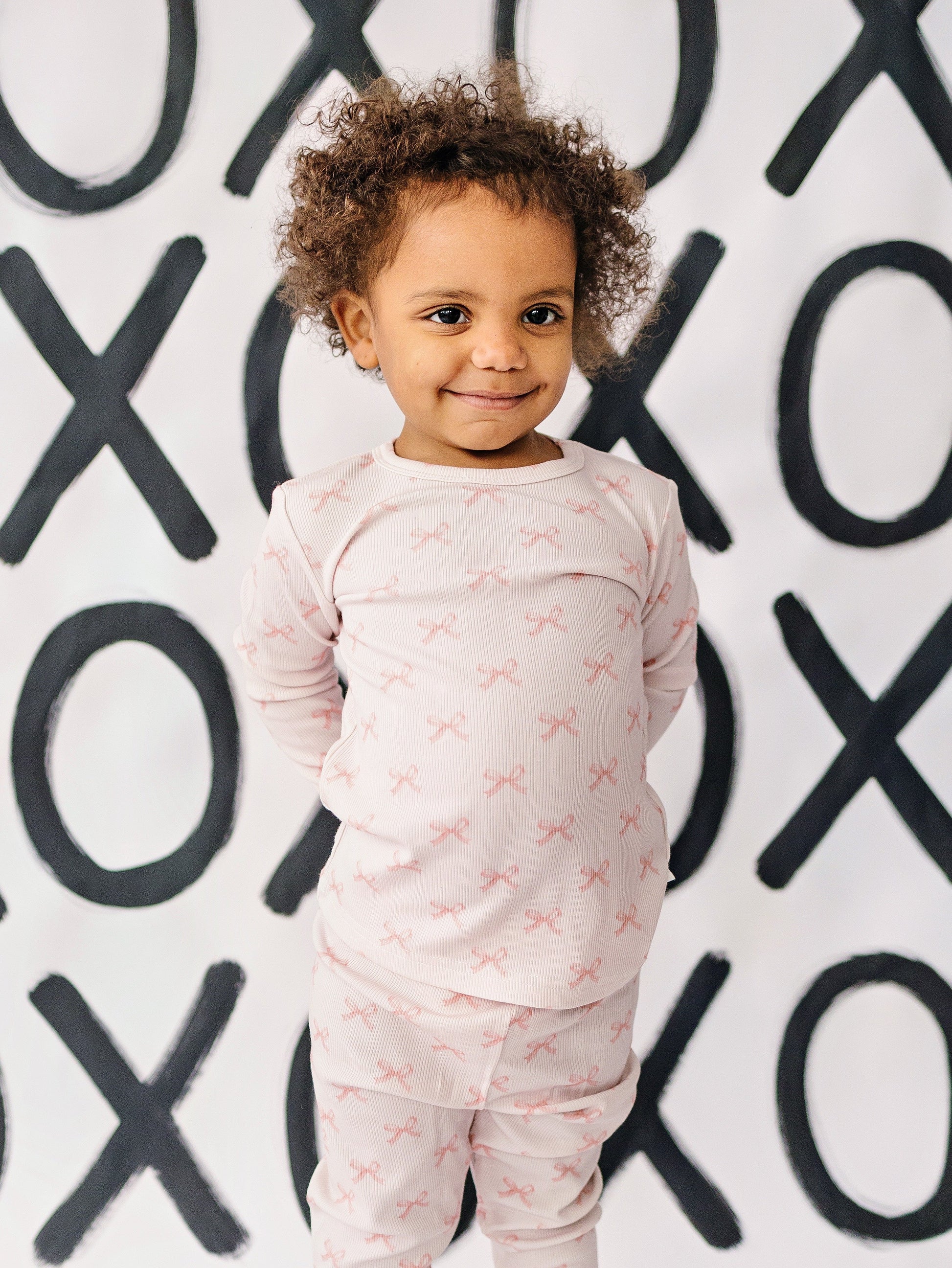 Blushing Bows 2pc Bamboo Pajamas by Little Joy Co., product view 5