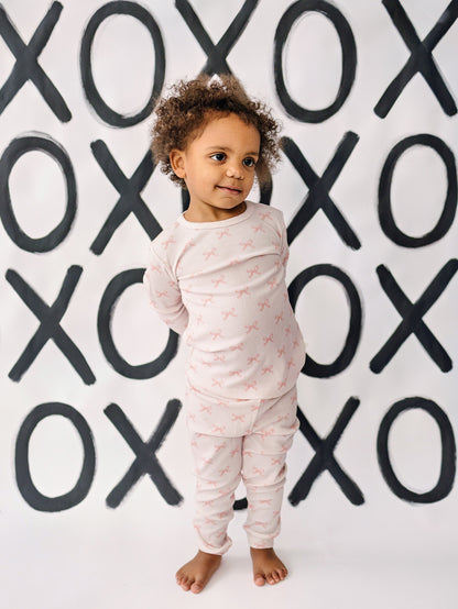 Blushing Bows 2pc Bamboo Pajamas by Little Joy Co., product view 4