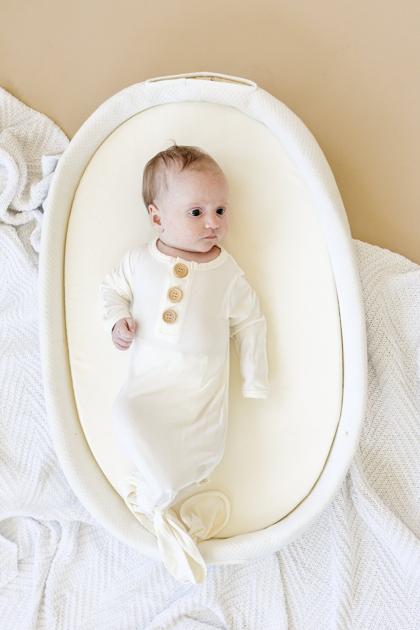 White Newborn Bamboo Gown by Little Joy Co.