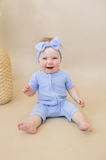 Solid Ribbed Bamboo Shorty Romper (0-3m to 4T) - more colors by Little Joy Co., product view 5