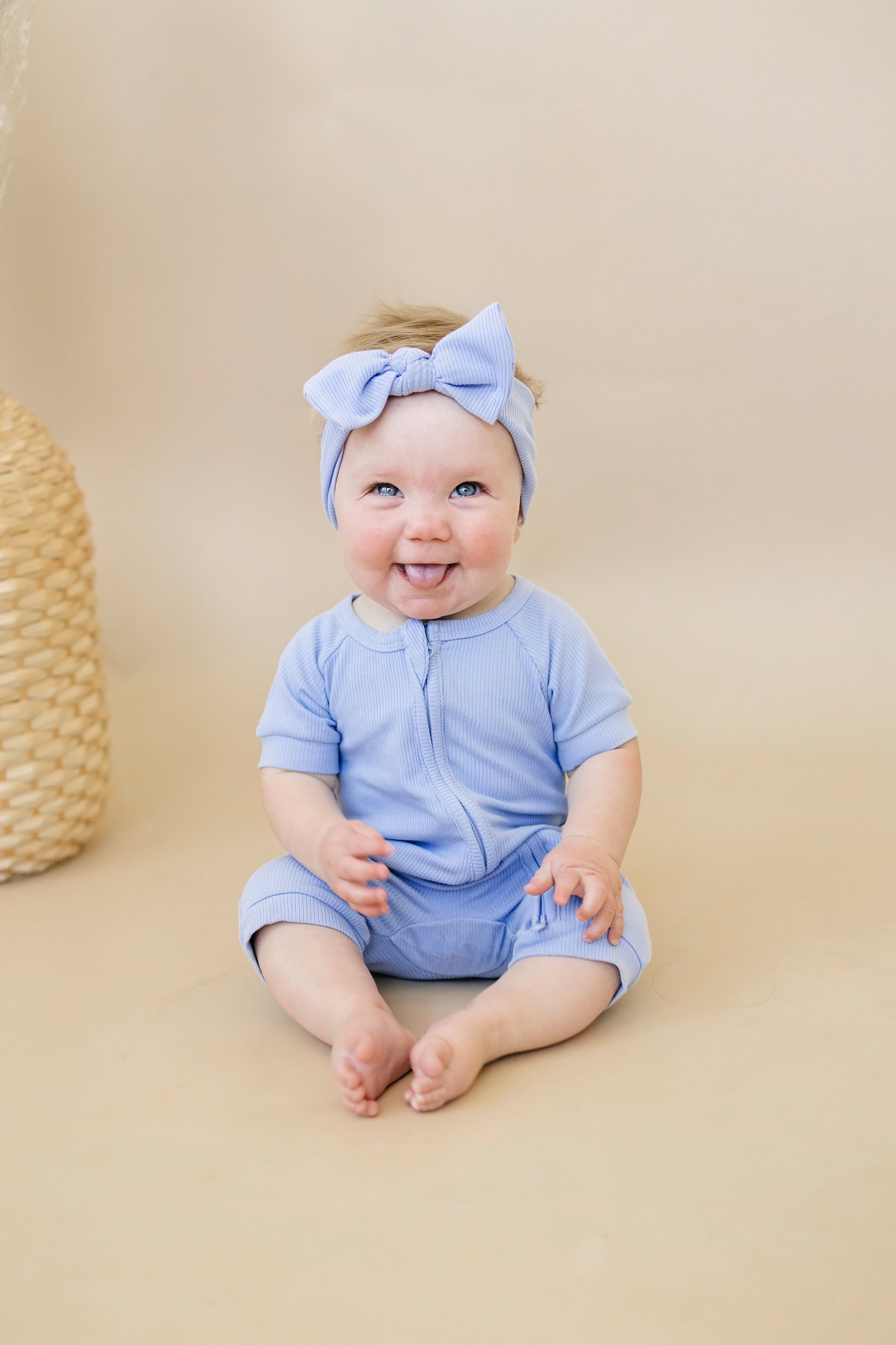 Solid Ribbed Bamboo Shorty Romper (0-3m to 4T) - more colors by Little Joy Co., product view 6