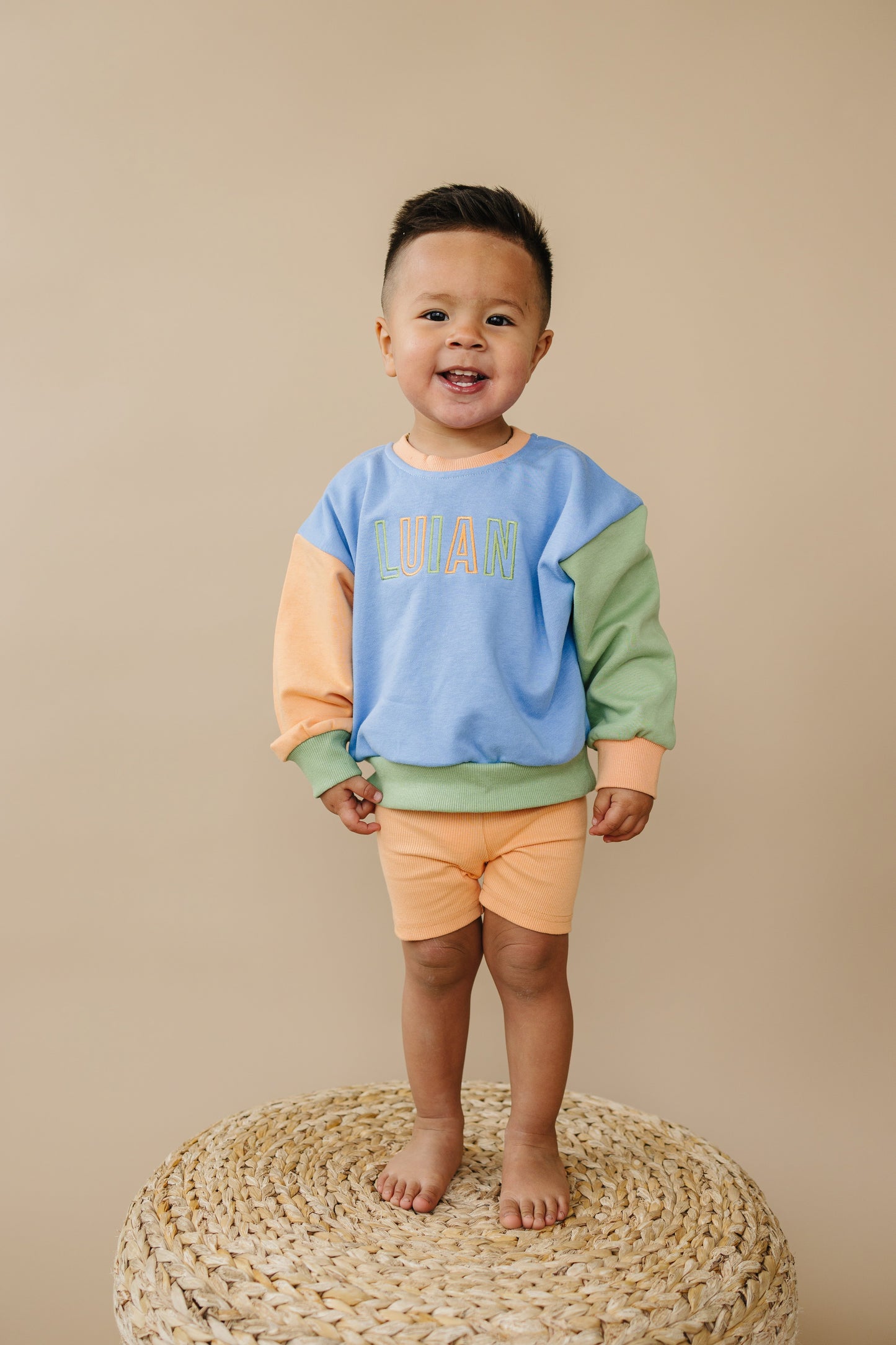 Orange Ribbed Bike Shorts by Little Joy Co.