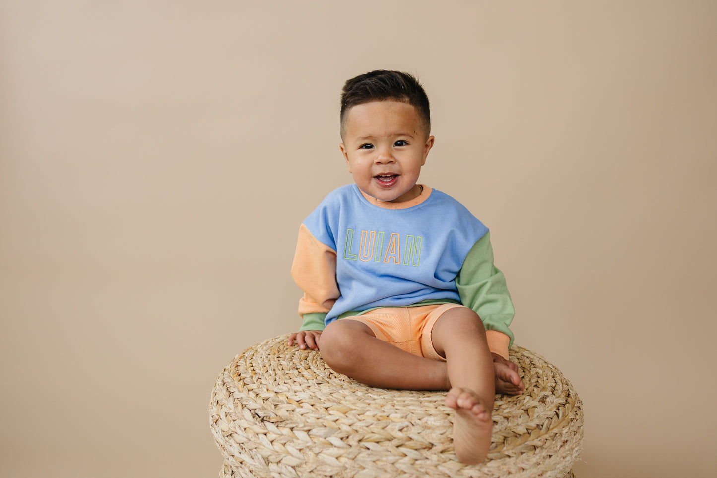 Orange Ribbed Bike Shorts by Little Joy Co., product view 4