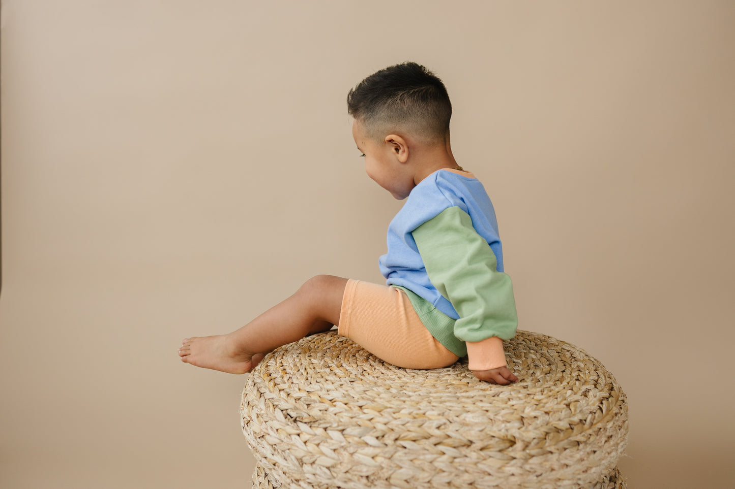 Orange Ribbed Bike Shorts by Little Joy Co., product view 6