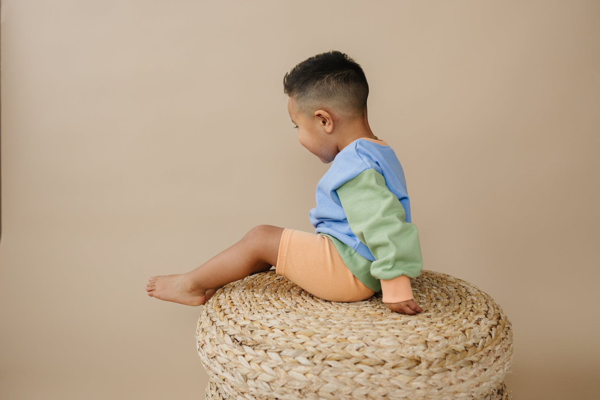 Orange Ribbed Bike Shorts by Little Joy Co., product view 6