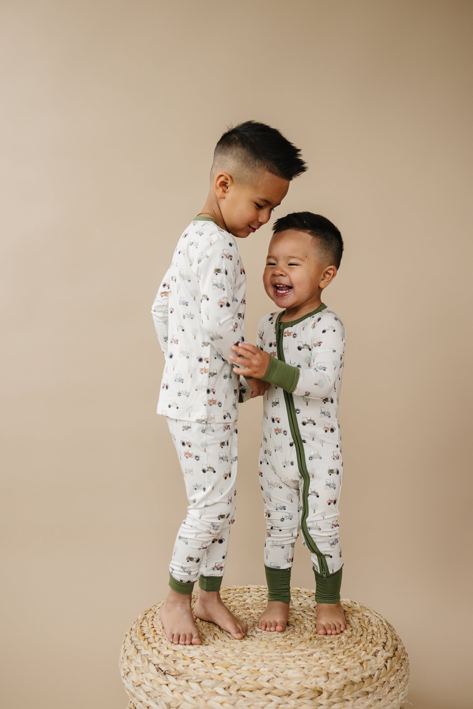 Tiny Tractors Bamboo Zippy Pajamas by Little Joy Co., product view 3
