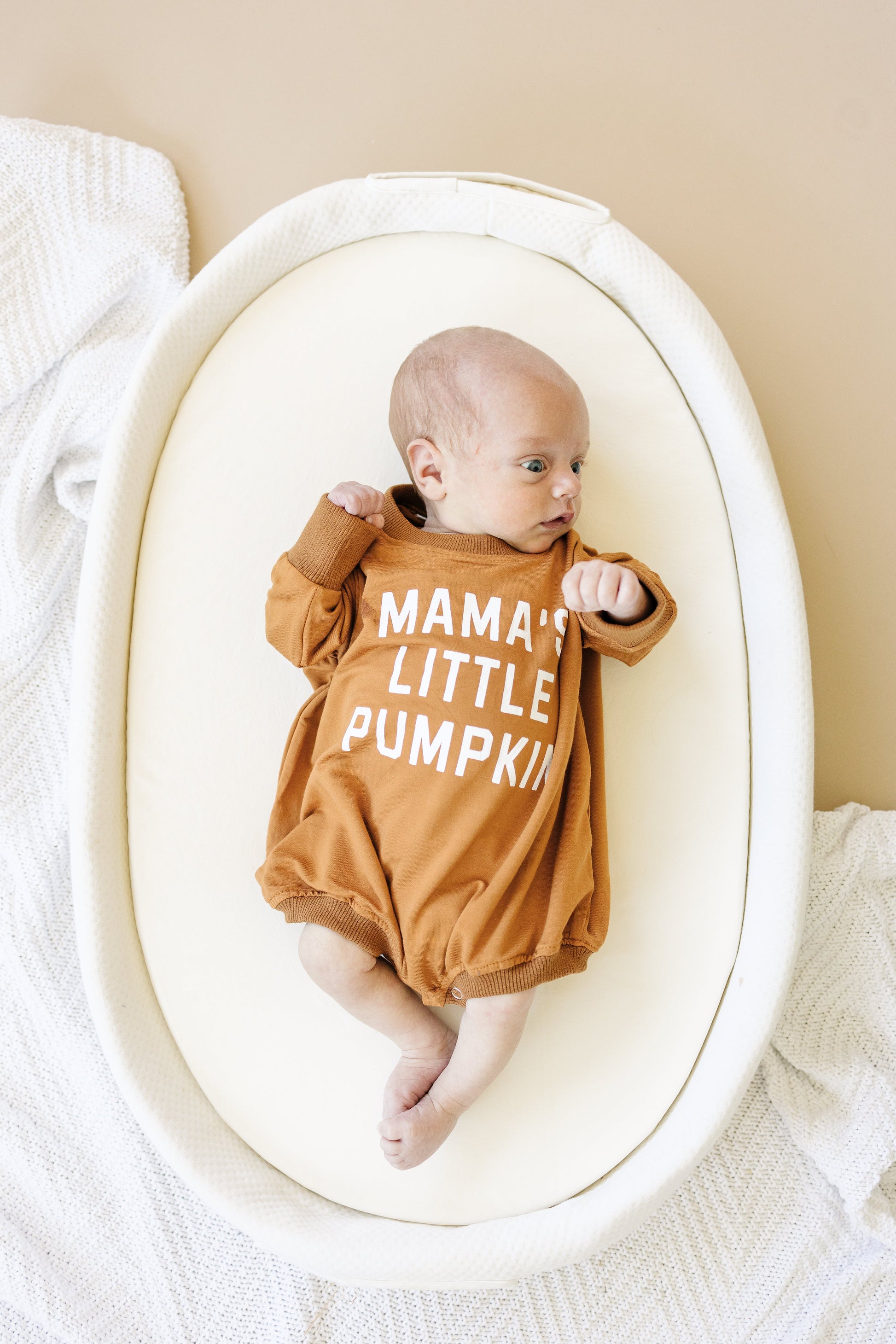 ‘Mama’s Little Pumpkin’ Bamboo Bubble Romper by Little Joy Co., product view 3