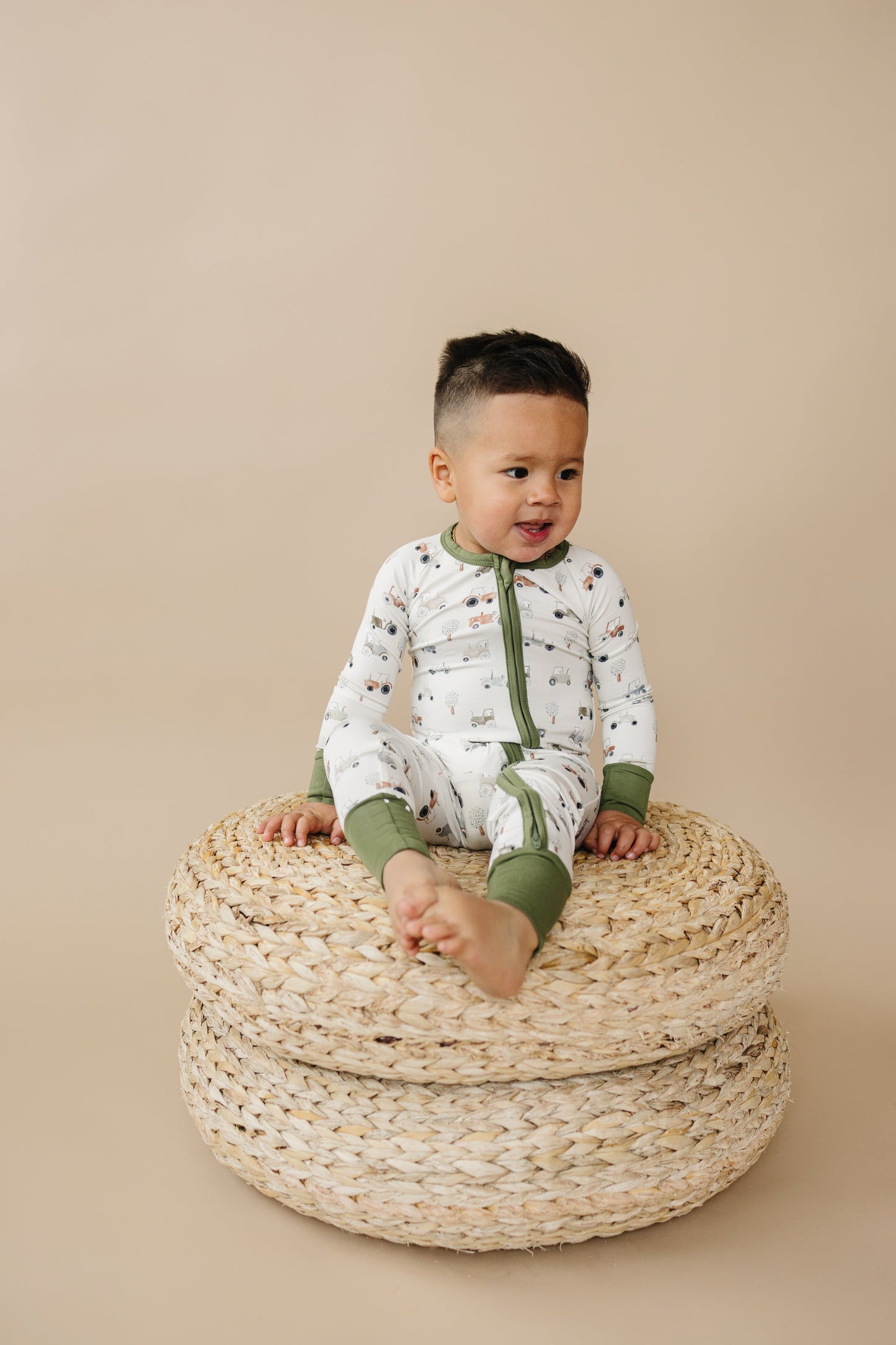 Tiny Tractors Bamboo Zippy Pajamas by Little Joy Co., product view 4