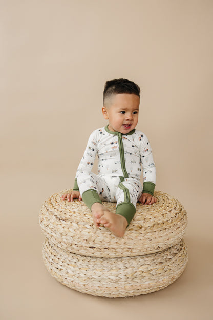 Tiny Tractors Bamboo Zippy Pajamas by Little Joy Co., product view 4