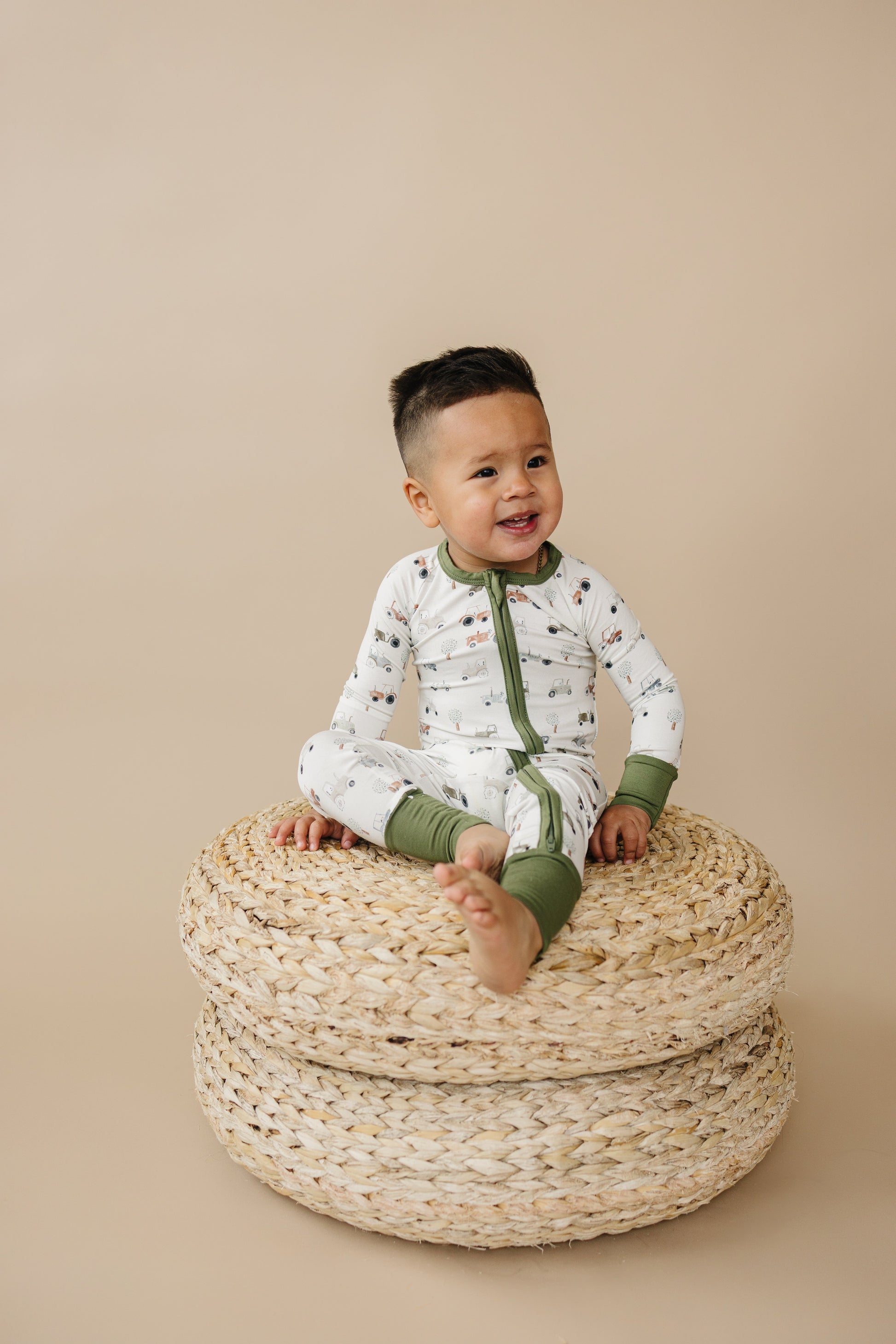 Tiny Tractors Bamboo Zippy Pajamas by Little Joy Co., product view 7