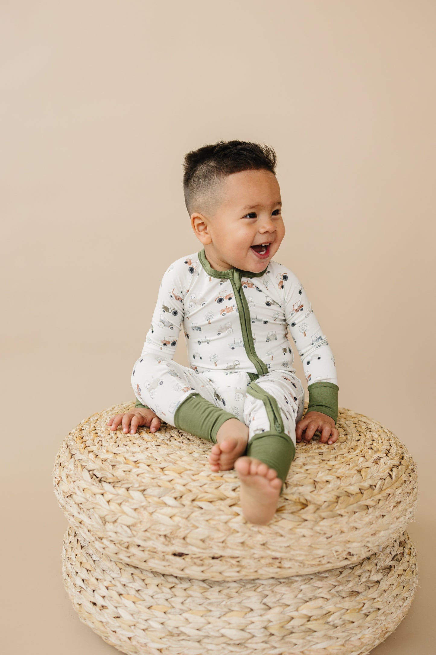 Tiny Tractors Bamboo Zippy Pajamas by Little Joy Co., product view 9