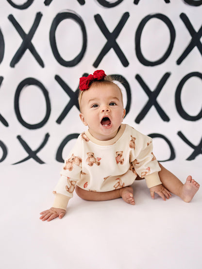 Teddy Bear Hearts Sweatshirt Romper by Little Joy Co., product view 3