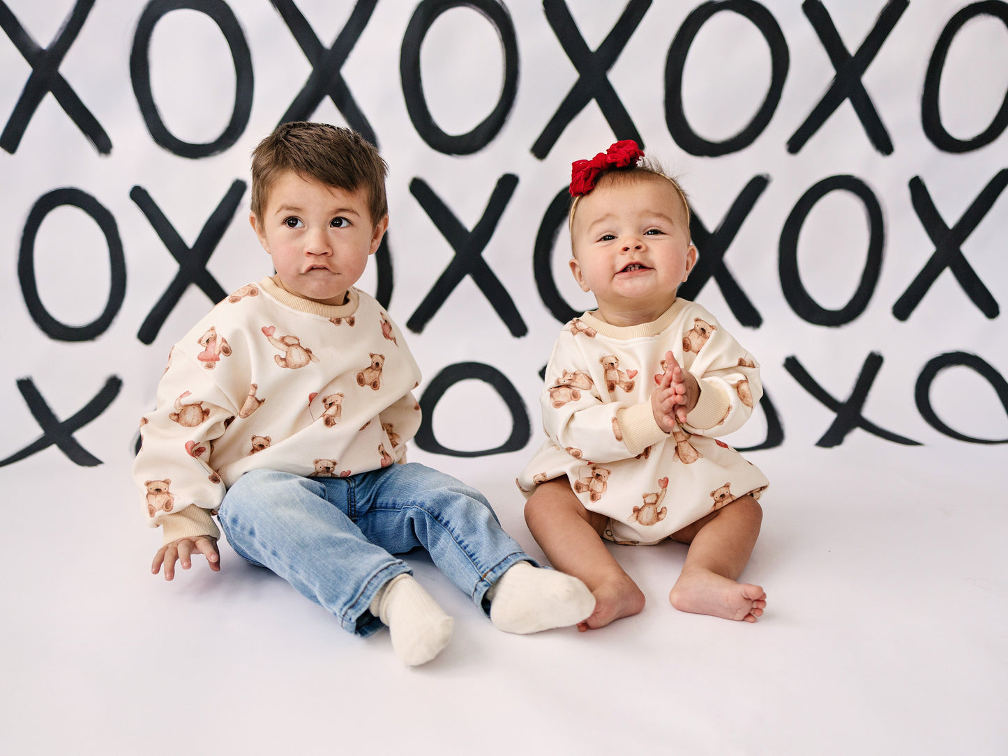 Teddy Bear Hearts Crewneck Sweatshirt by Little Joy Co., product view 14