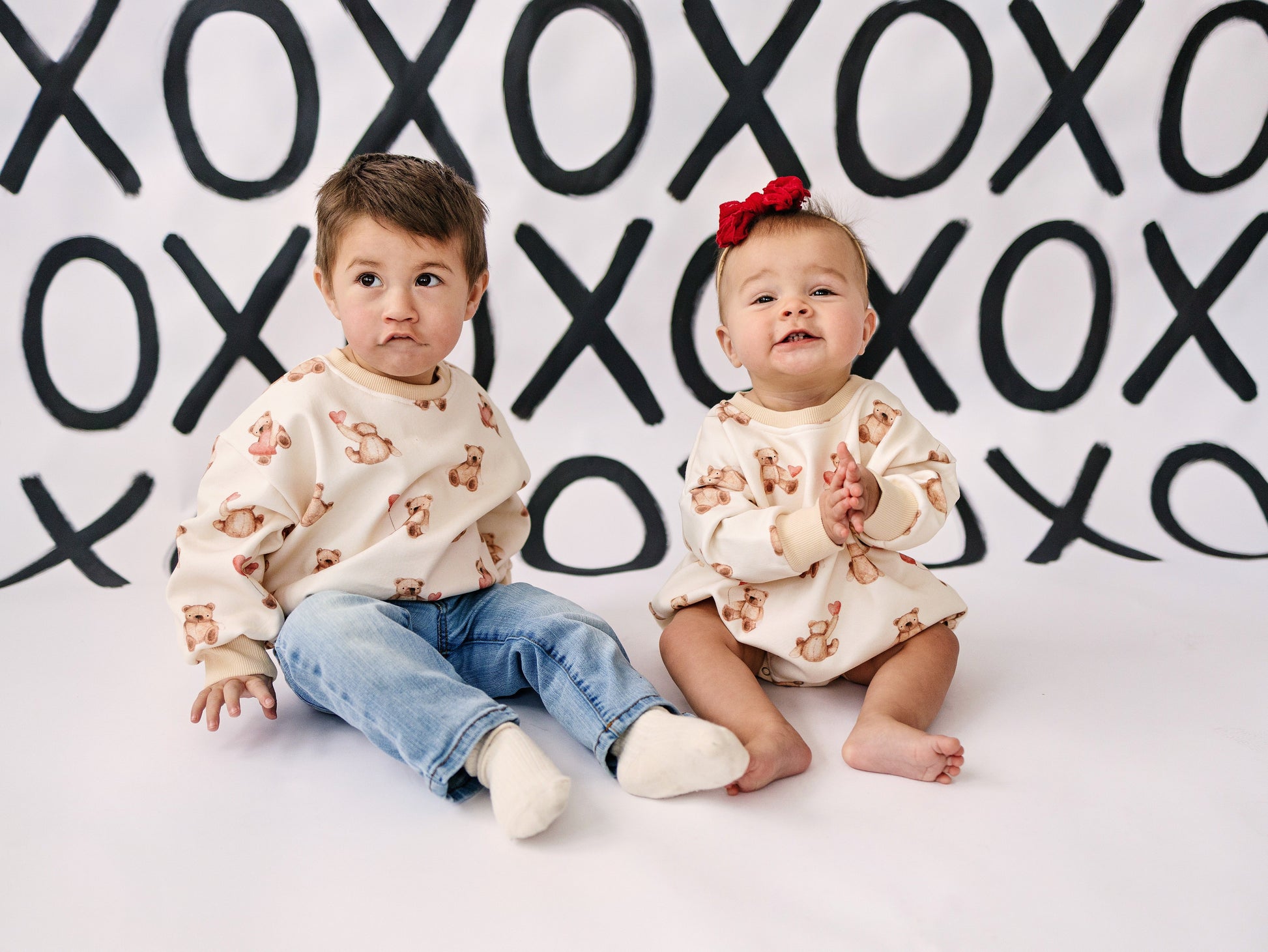 Teddy Bear Hearts Crewneck Sweatshirt by Little Joy Co., product view 14