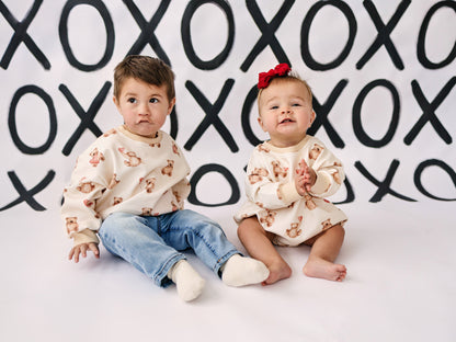 Teddy Bear Hearts Crewneck Sweatshirt by Little Joy Co., product view 14