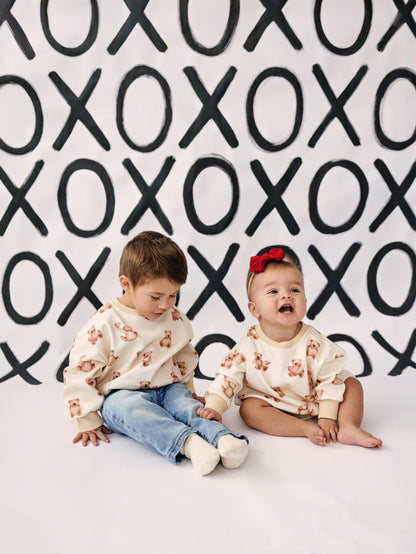 Teddy Bear Hearts Sweatshirt Romper by Little Joy Co., product view 14