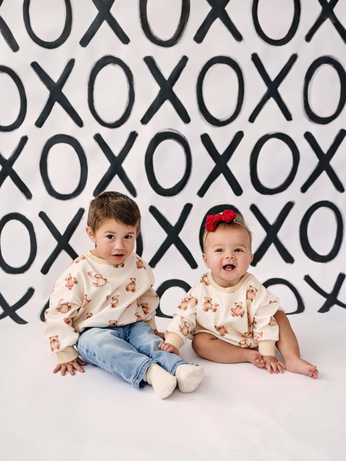 Teddy Bear Hearts Sweatshirt Romper by Little Joy Co., product view 13