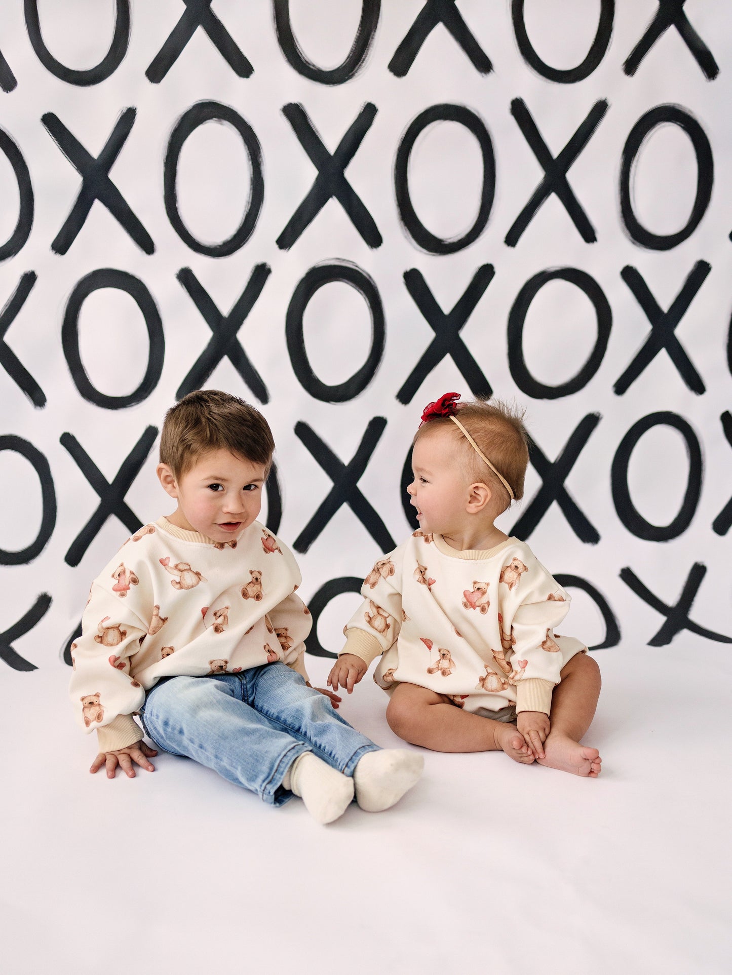 Teddy Bear Hearts Crewneck Sweatshirt by Little Joy Co., product view 15