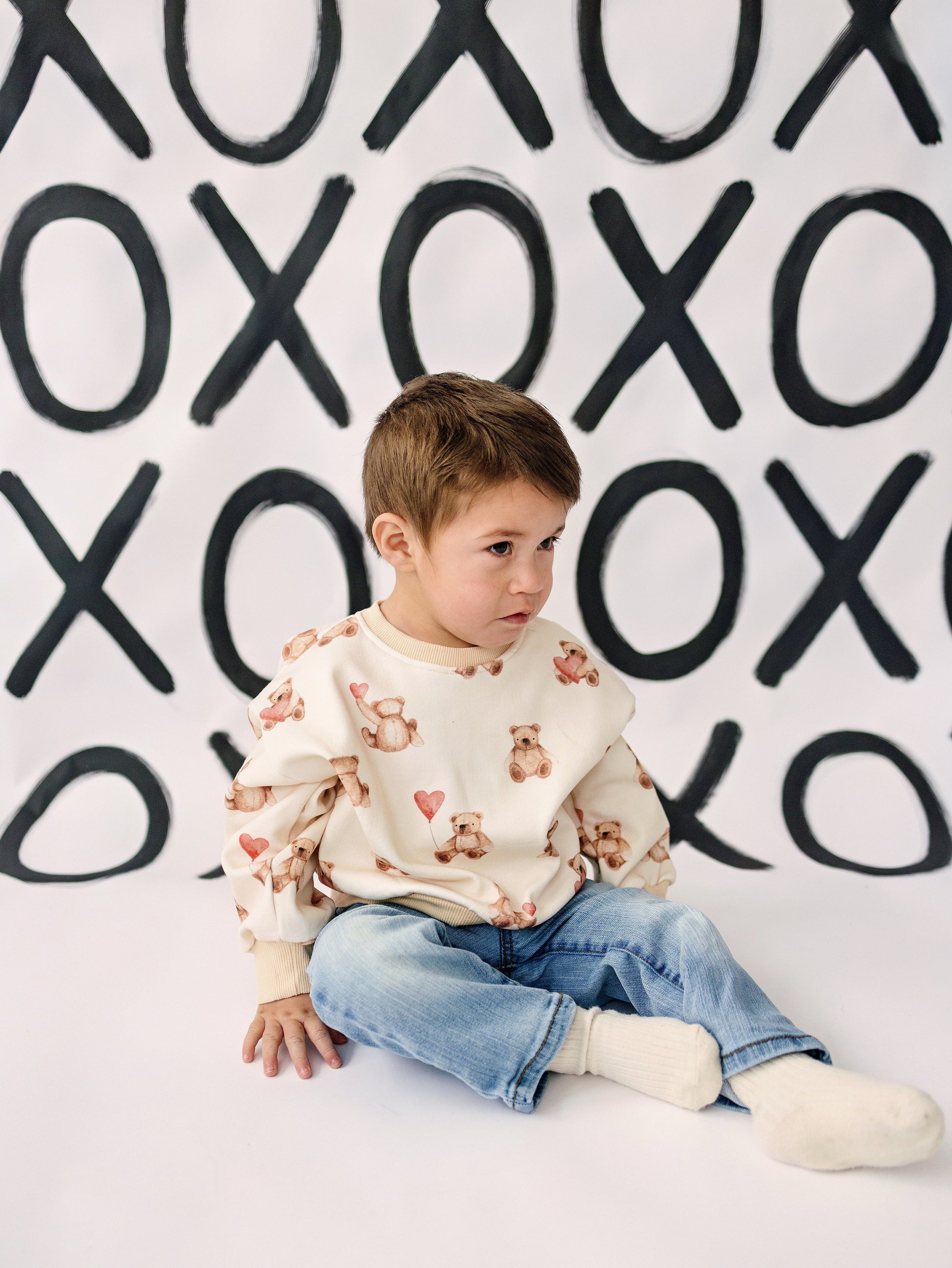 Teddy Bear Hearts Crewneck Sweatshirt by Little Joy Co., product view 9