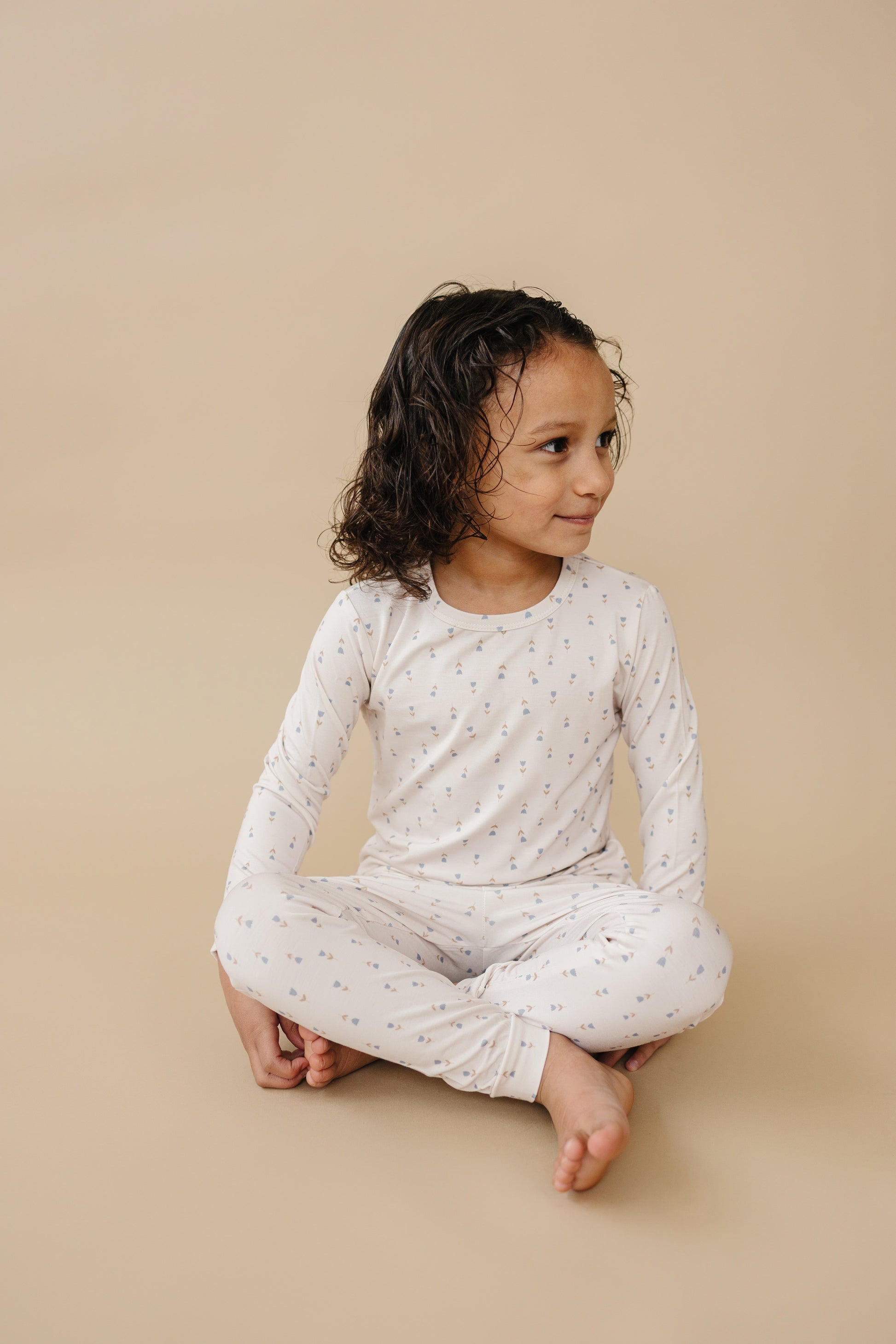 Tiny Tulips 2pc Bamboo Pajamas by Little Joy Co., product view 3