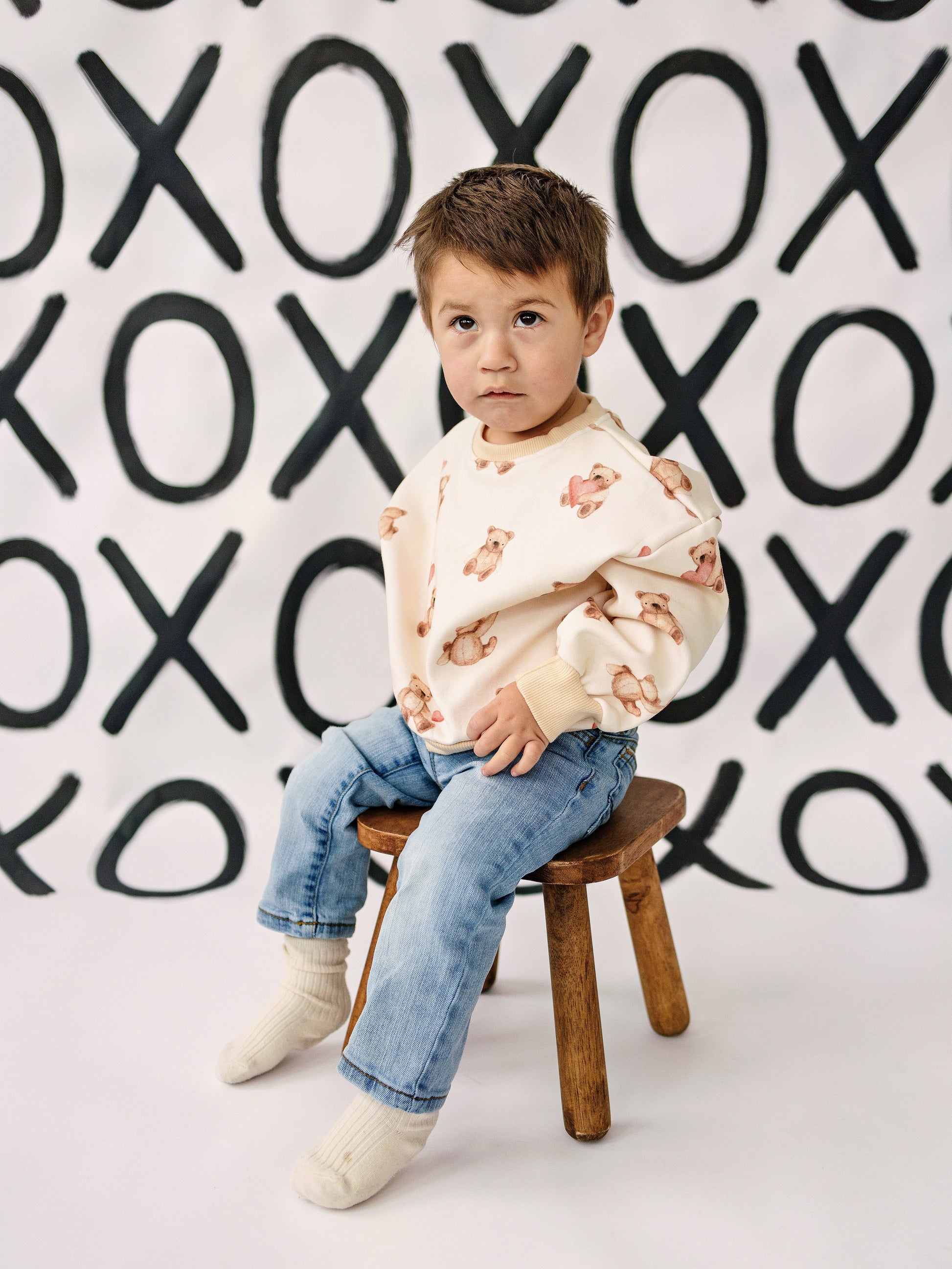 Teddy Bear Hearts Crewneck Sweatshirt by Little Joy Co., product view 10