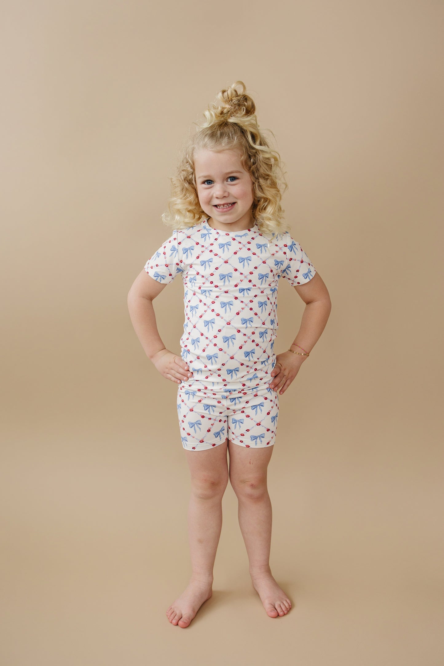Red White & Bows 2pc Bamboo Pajamas by Little Joy Co., product view 10