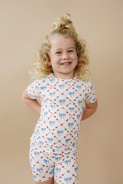 Red White & Bows 2pc Bamboo Pajamas by Little Joy Co., product view 14