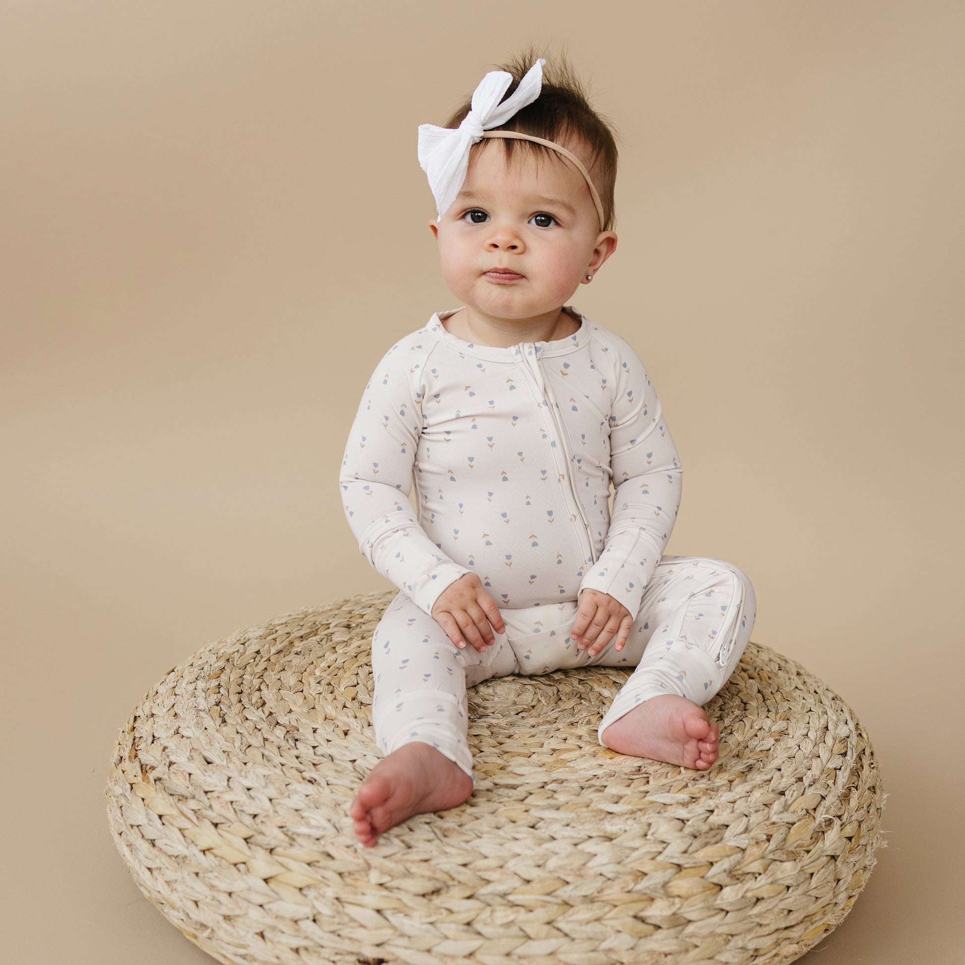Tiny Tulips Bamboo Zippy Pajamas by Little Joy Co., product view 7