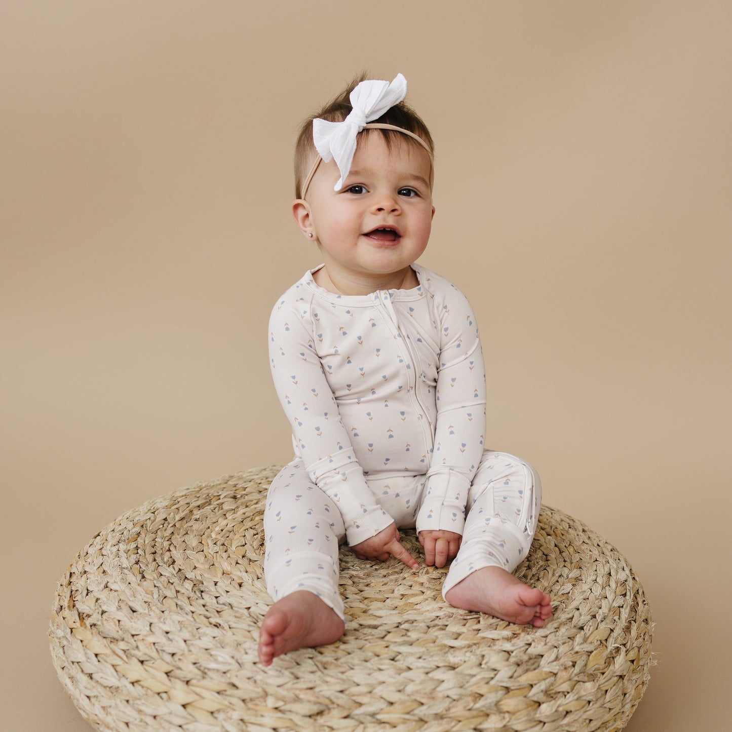 Tiny Tulips Bamboo Zippy Pajamas by Little Joy Co., product view 2