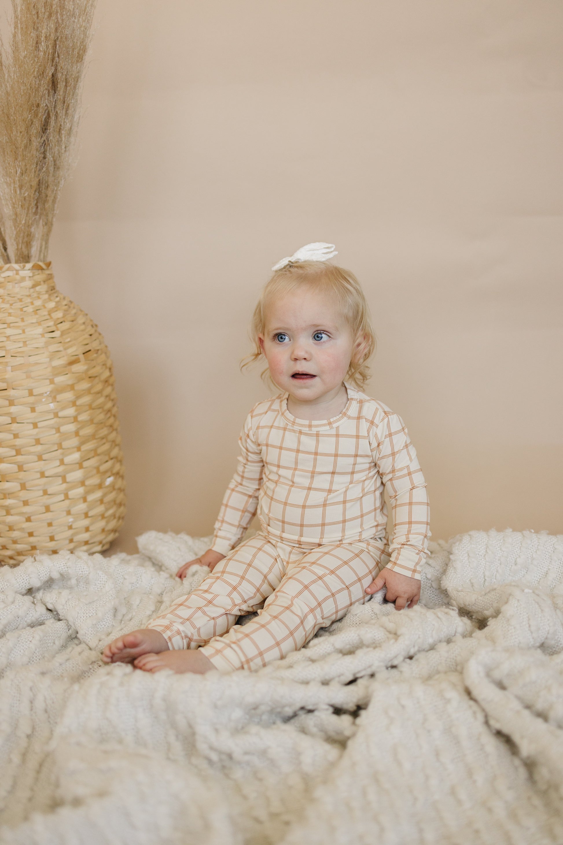 Burnt Orange Plaid 2pc Bamboo Pajamas by Little Joy Co., product view 5
