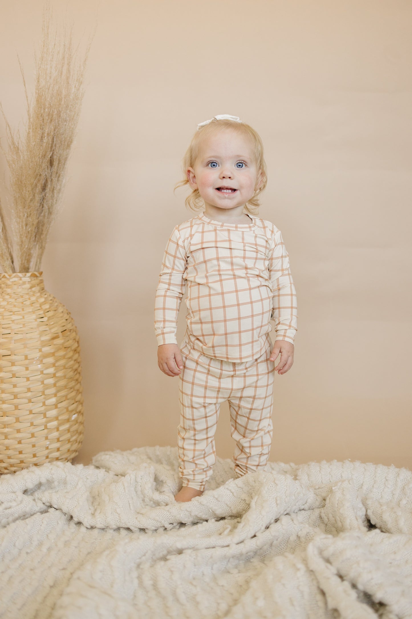 Burnt Orange Plaid 2pc Bamboo Pajamas by Little Joy Co., product view 7
