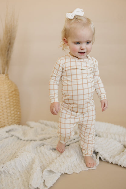 Burnt Orange Plaid 2pc Bamboo Pajamas by Little Joy Co., product view 3