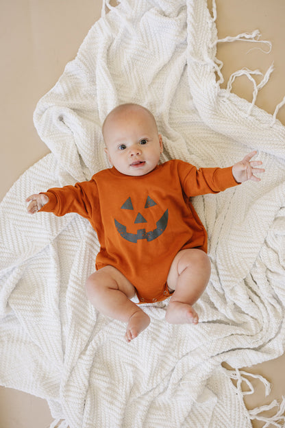 Jack O Lantern Sweatshirt Romper by Little Joy Co., product view 3