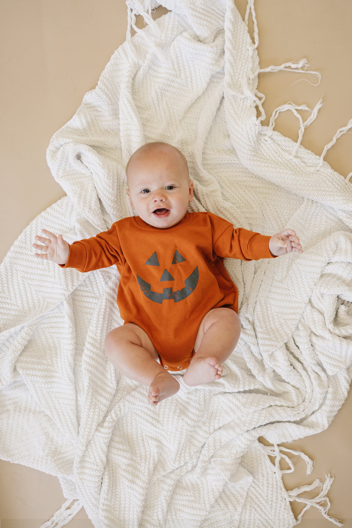 Jack O Lantern Sweatshirt Romper by Little Joy Co., product view 5
