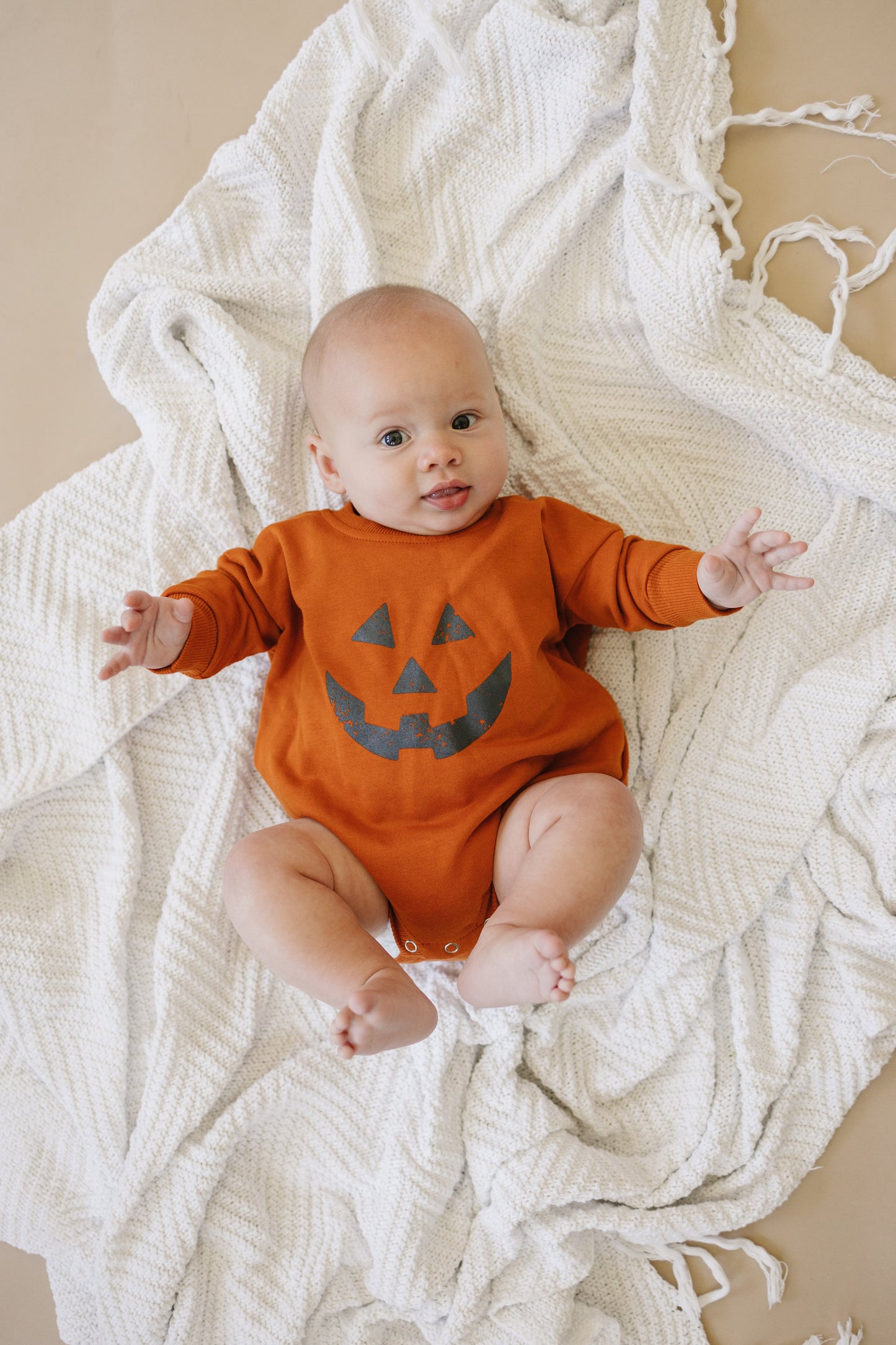 Jack O Lantern Sweatshirt Romper by Little Joy Co., product view 6