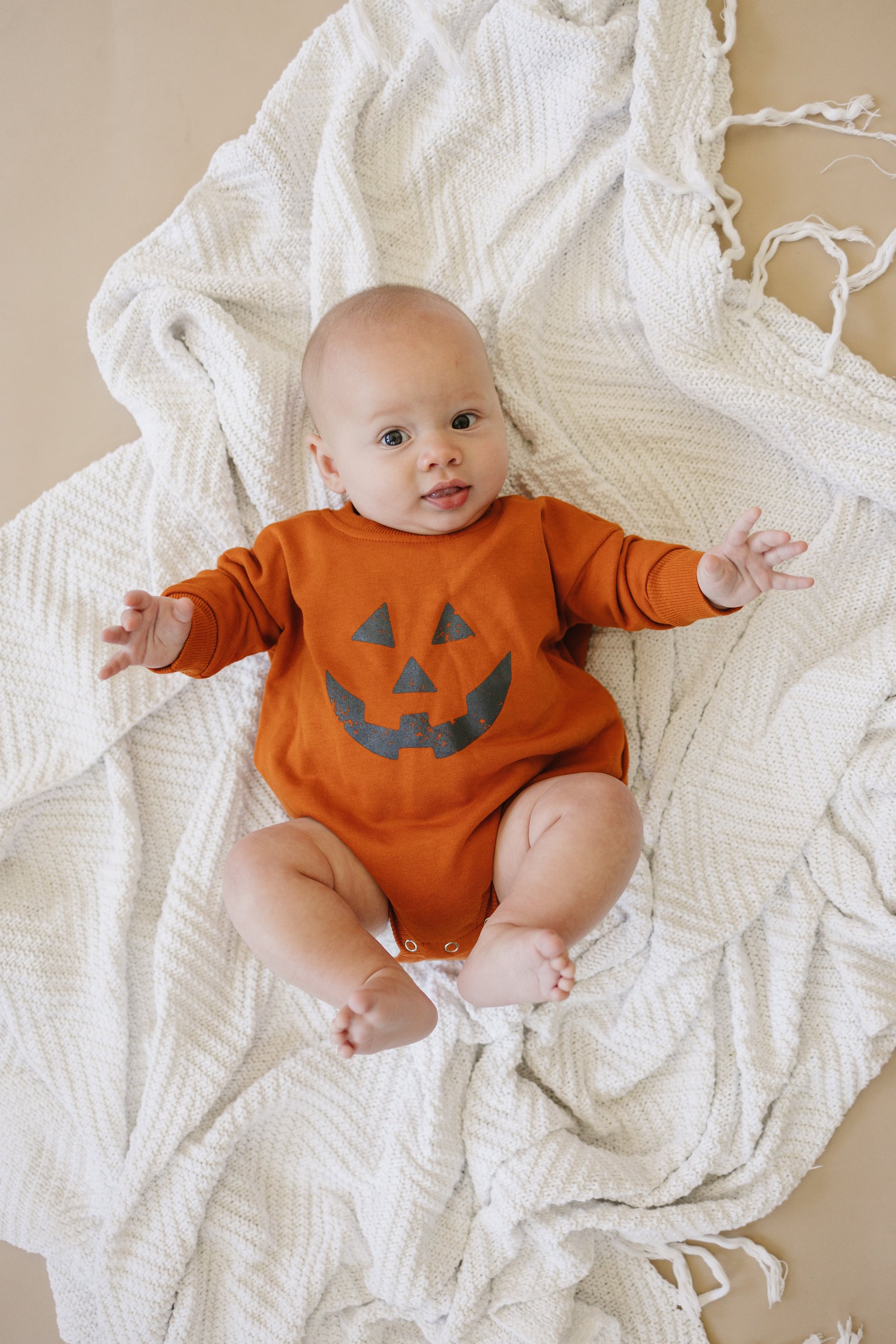 Jack O Lantern Sweatshirt Romper by Little Joy Co., product view 6
