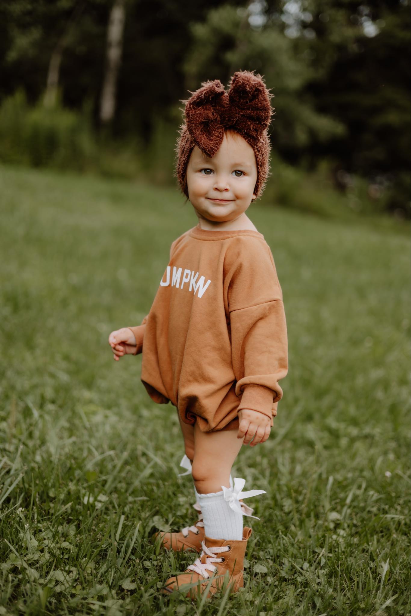 Pumpkin Sweatshirt or Sweatshirt Romper - Cream or Orange by Little Joy Co., product view 6