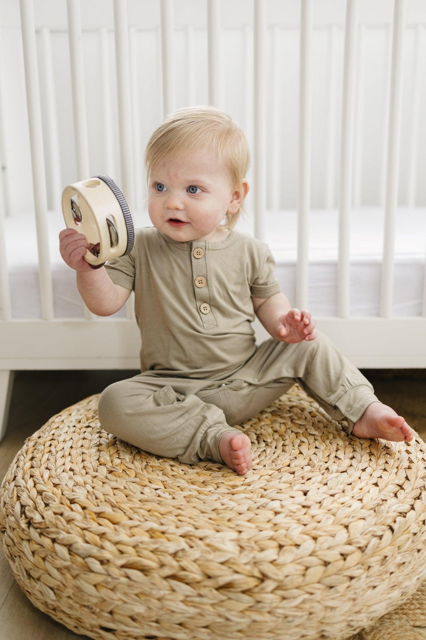 Bamboo Henley Romper by Little Joy Co., product view 17