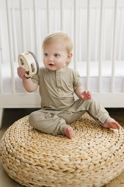 Bamboo Henley Romper by Little Joy Co., product view 17