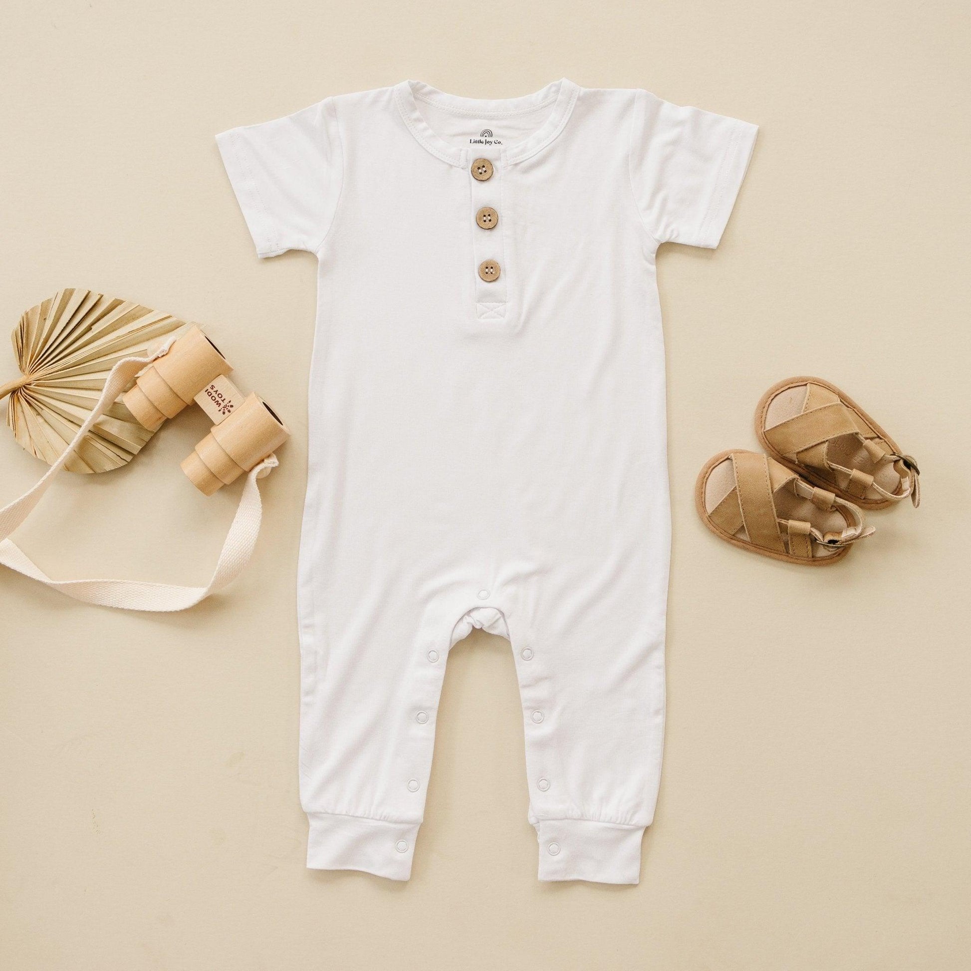 Bamboo Henley Romper by Little Joy Co., product view 3