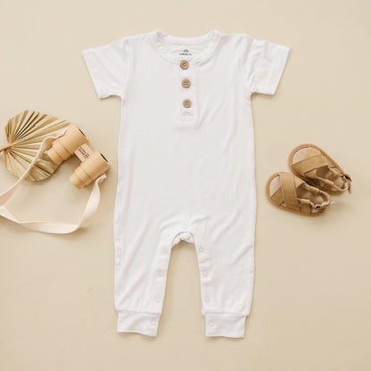 Bamboo Henley Romper by Little Joy Co., product view 3