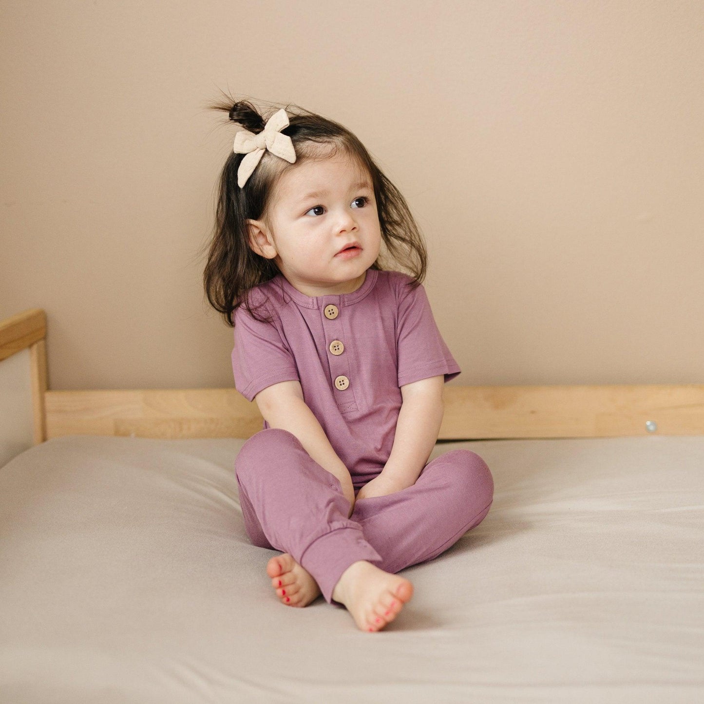 Bamboo Henley Romper by Little Joy Co., product view 24