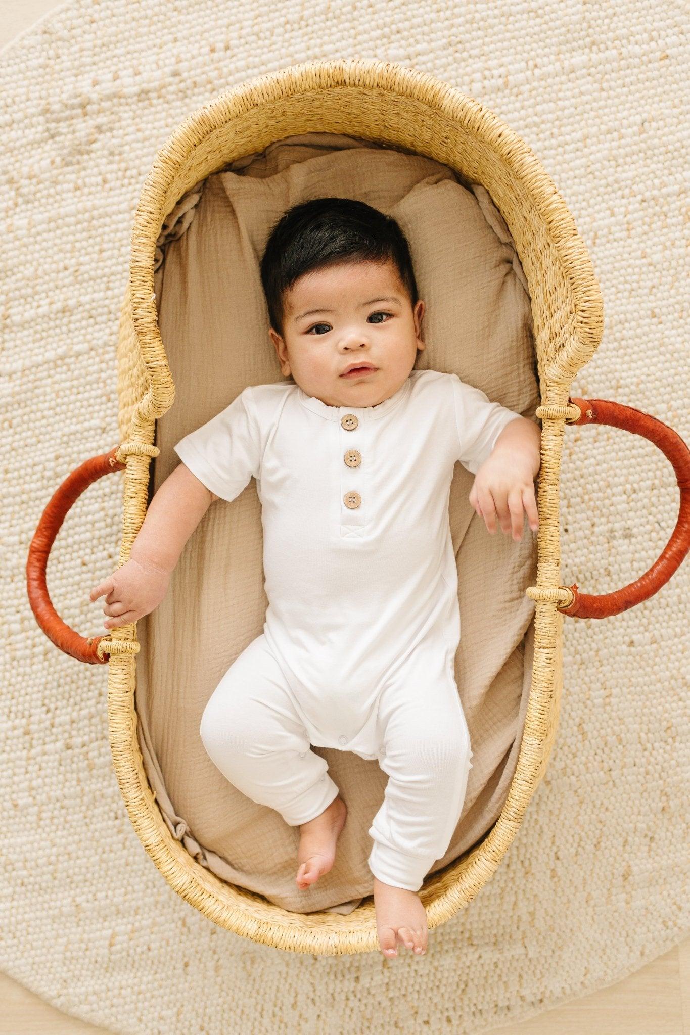 Bamboo Henley Romper by Little Joy Co., product view 12