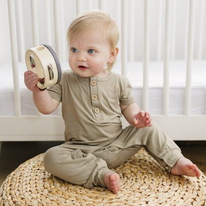 Bamboo Henley Romper by Little Joy Co., product view 7